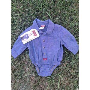 Wrangler Plaid Western Snap 6/9 Month One Piece Long Sleeve Denim